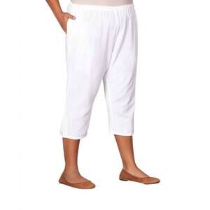 NEW ON THE PLUS SIDE pull on linen capri pants - plus in white